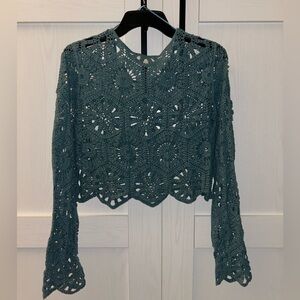 Elegant Teal Crochet Women's Top